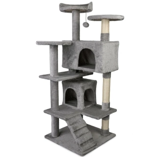Cat tree CT10, 49x49x132cm Light Gray Škrábadlo pro kočky